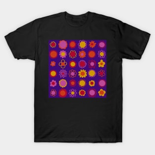 Psychedelic Flowers on Purple T-Shirt